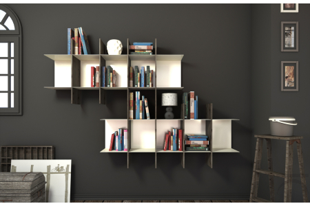 Libreria componibile appesa a muro in metallo