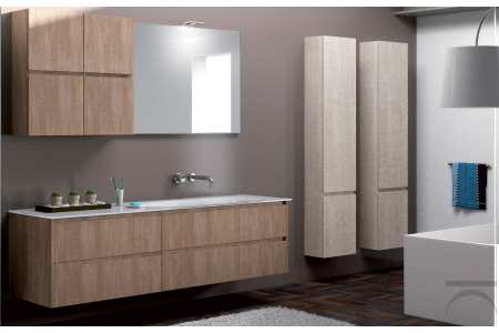 Mobile bagno moderno con pensile, basi e colonne sospese