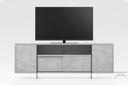 Mobile porta tv di design con passacavi e piedini in vetro
