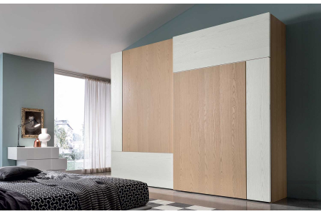 Armadio in legno di design 2 ante scorrevoli multicolore in frassino