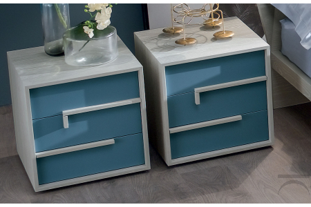 Comodini in legno a 3 cassetti bicolore