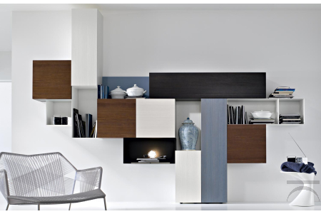 Libreria design in legno a muro