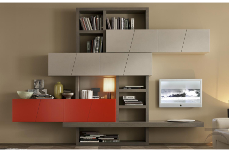 Concrete and wooden living room