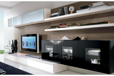Mobile soggiorno design in legno componibile