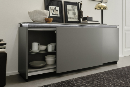 Credenza moderna complanare a 2 ante con profilo led