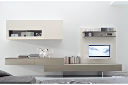 Parete attrezzata di design con pannello porta tv
