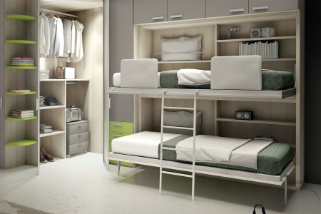 Bunk bed convertible with ladder