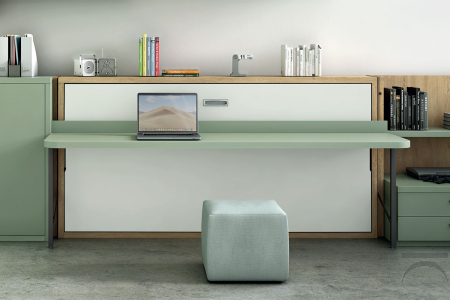 A foldaway single bed horizontal opening