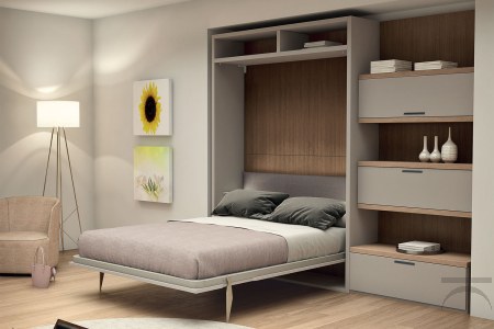 Double bed convertible to vertical opening