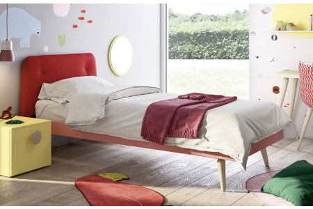 Single bed for kids room with padded headboard