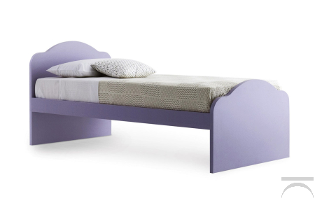 Single wooden child bed with headboard and shaped footboard