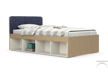 1 cama y un cuadrado medio para los niños de madera con la biblioteca