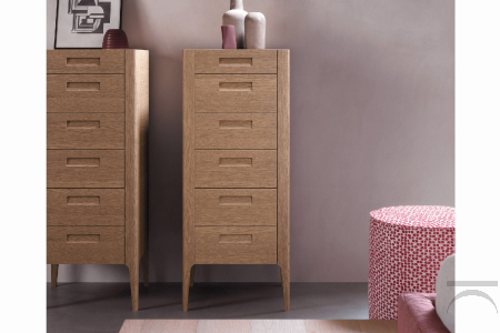 Settimino 6 cassetti moderno in legno con gambe alte