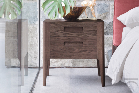 Comodino 2 cassetti con gambe alte