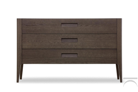 Comò moderno in legno a tre cassetti con gambe alte