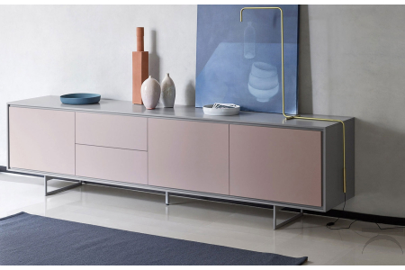 Madia low design of a living room with doors and drawers