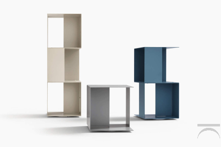 rotatable low bookcase in metal design