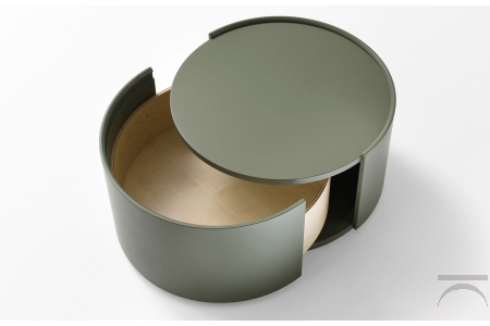 Tavolino design rotondo basso con 1 cassetto da soggiorno