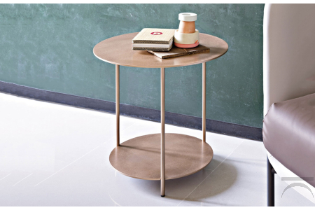 Tavolino design rotondo con doppio ripiano