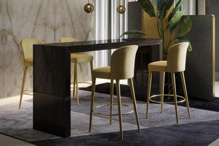 Tavolo alto ufficio di lusso in legno ebano lucido per metting o snack