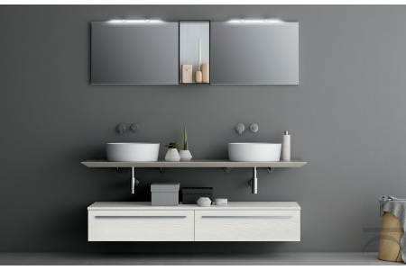 Arredo bagno sospeso con doppio lavandino