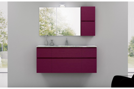 Bagno moderno sospeso in legno con cassetti
