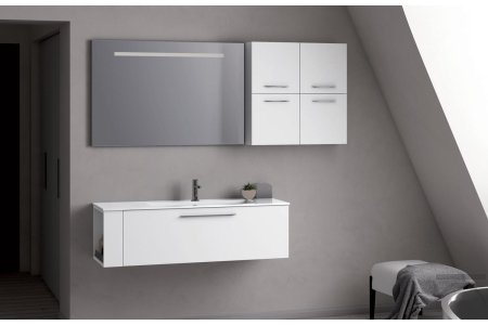 Bagno moderno sospeso bianco con base cassetto
