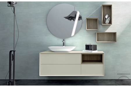 Arredo bagno di design sospeso con pensili giorno