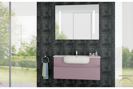 Mobile bagno design e moderno con specchiera con neon integrati