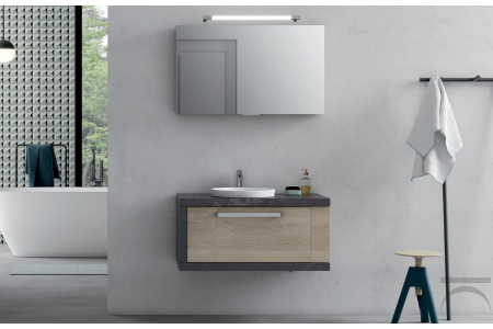 Piccolo arredo bagno sospeso con cassetto