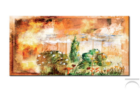 Quadro astratto stampato su tela o vetro, Natura Infuocata