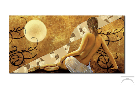 Quadro con soggetto femminile su sfondo oro