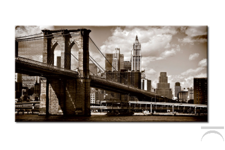Quadro moderno stampa su tela o vetro, immagine in bianco e nero del ponte di Brooklyn