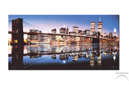 Quadro con immagine di Manhattan riflessa sul fiume