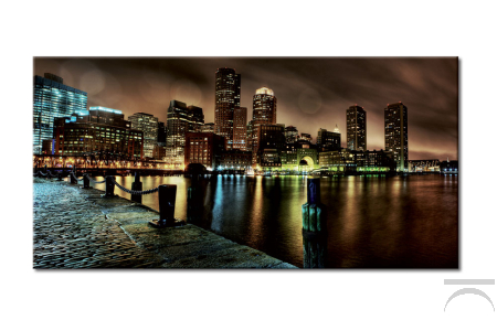 Quadro moderno con città di Boston in veste notturna