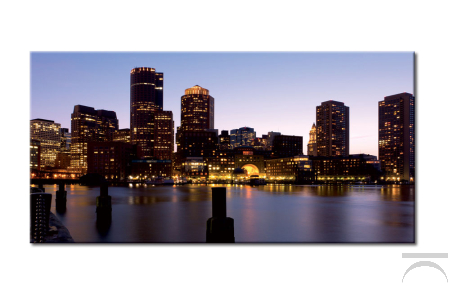 Quadro moderno con città di Boston in veste notturna