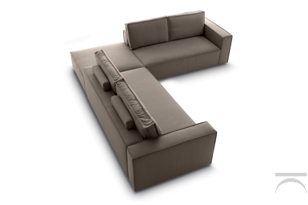 Divano angolare di design compatto con cuciture in rilievo