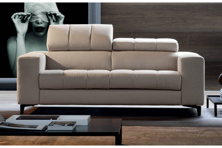 2 seat sofa with reclining quilted headrest