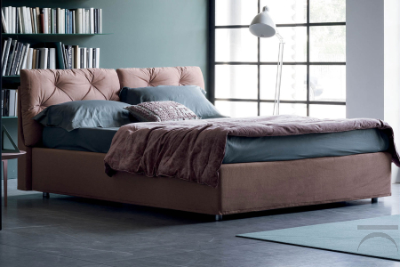 Letto contenitore king size con cuscini capitonnè reclinabili
