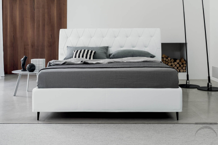 Double bed in ecological leather with headboard capitonnè