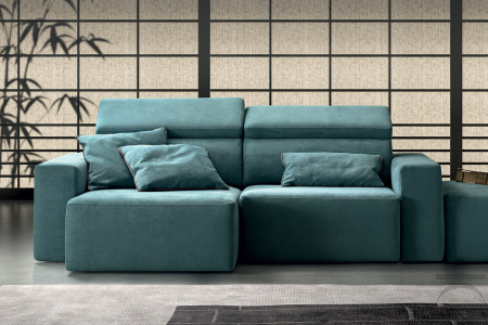 Divano 2 posti di design con sedute allungabili e poggiatesta reclinabili