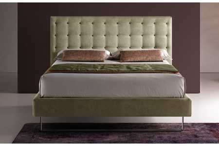 Fabric double bed with headboard capitonnè