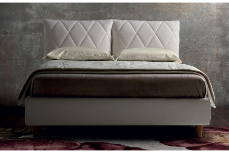 Letto matrimoniale contenitore classico con testata inclinabile trapuntata imbottita