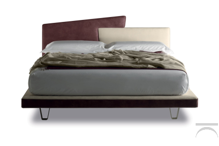 Two-color king-size bed with double shaped headboard