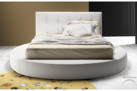 Letto imbottito matrimoniale rotondo con contenitore