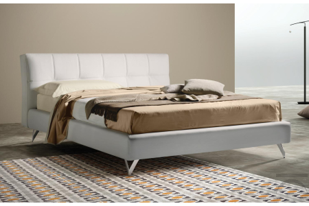 Letto 1 piazza e mezza imbottito moderno con piedini alti