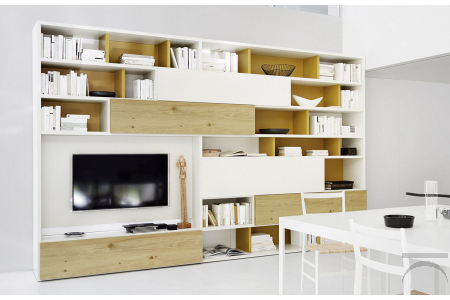 Libreria moderna in legno da soggiorno