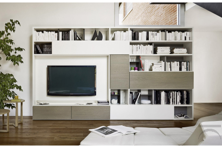 Mobile libreria moderna in legno da soggiorno