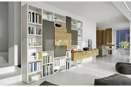 Parete libreria design da soggiorno