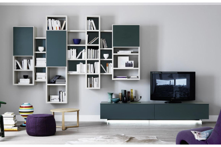 Soggiorno di design attrezza con base porta tv